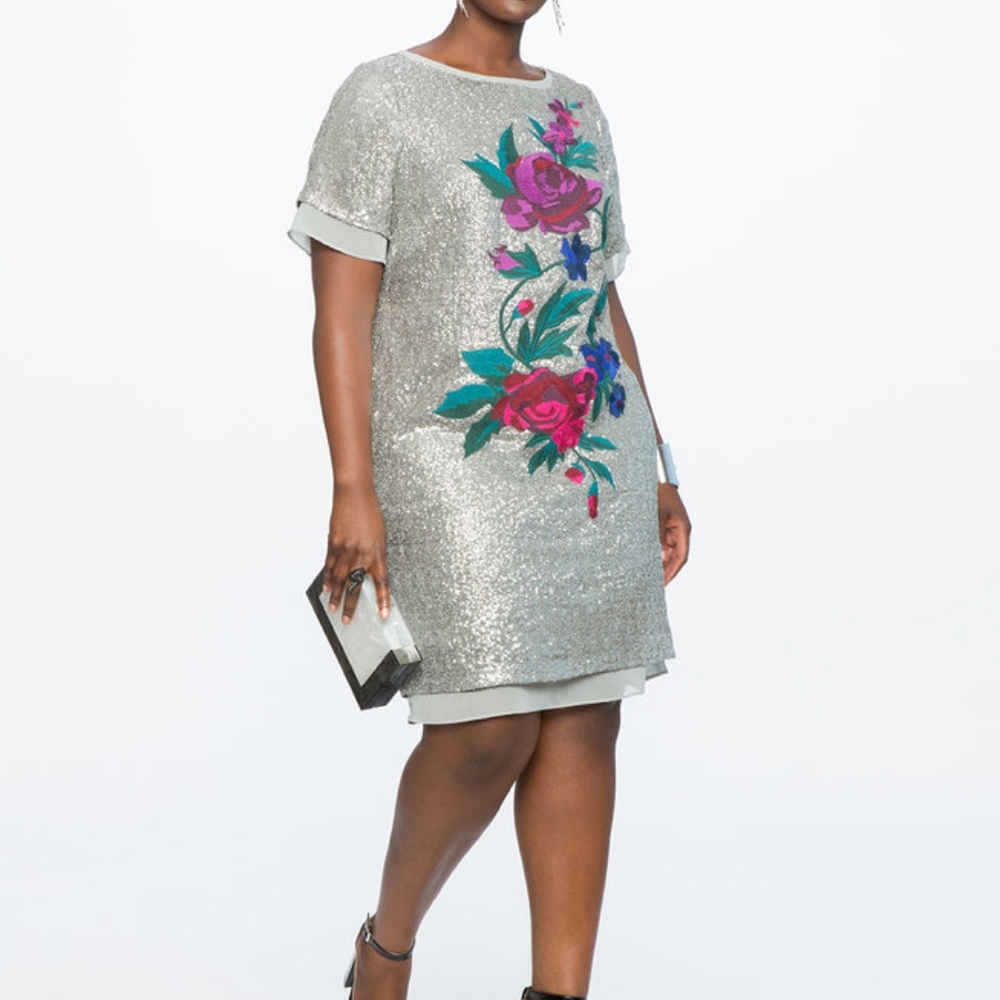Silver Sequin Party Dress Plus Size